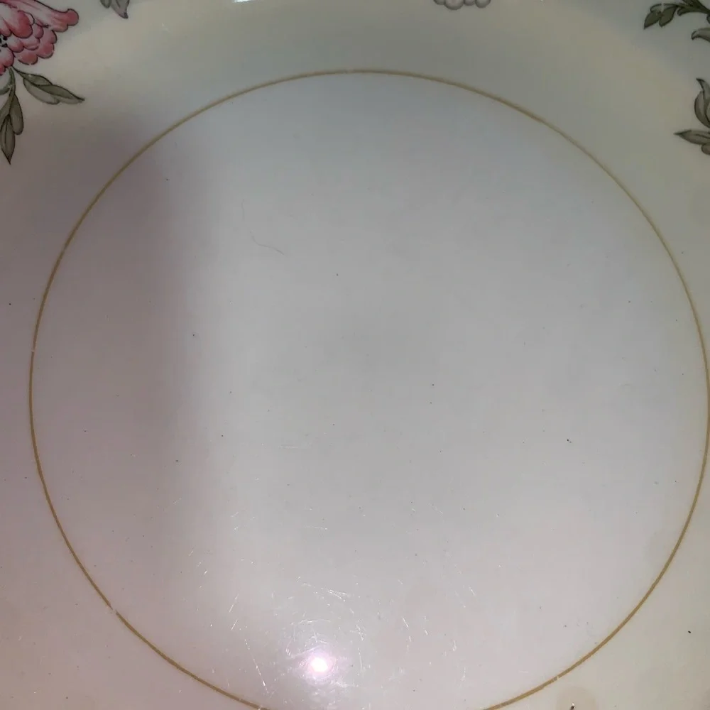 Set of 6 Vintage Plates Floral w/Gold Rim Cottage Shabby Chic Farmhouse Grandma